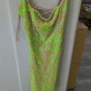 Windsor Neon Green Lace Mini Dress